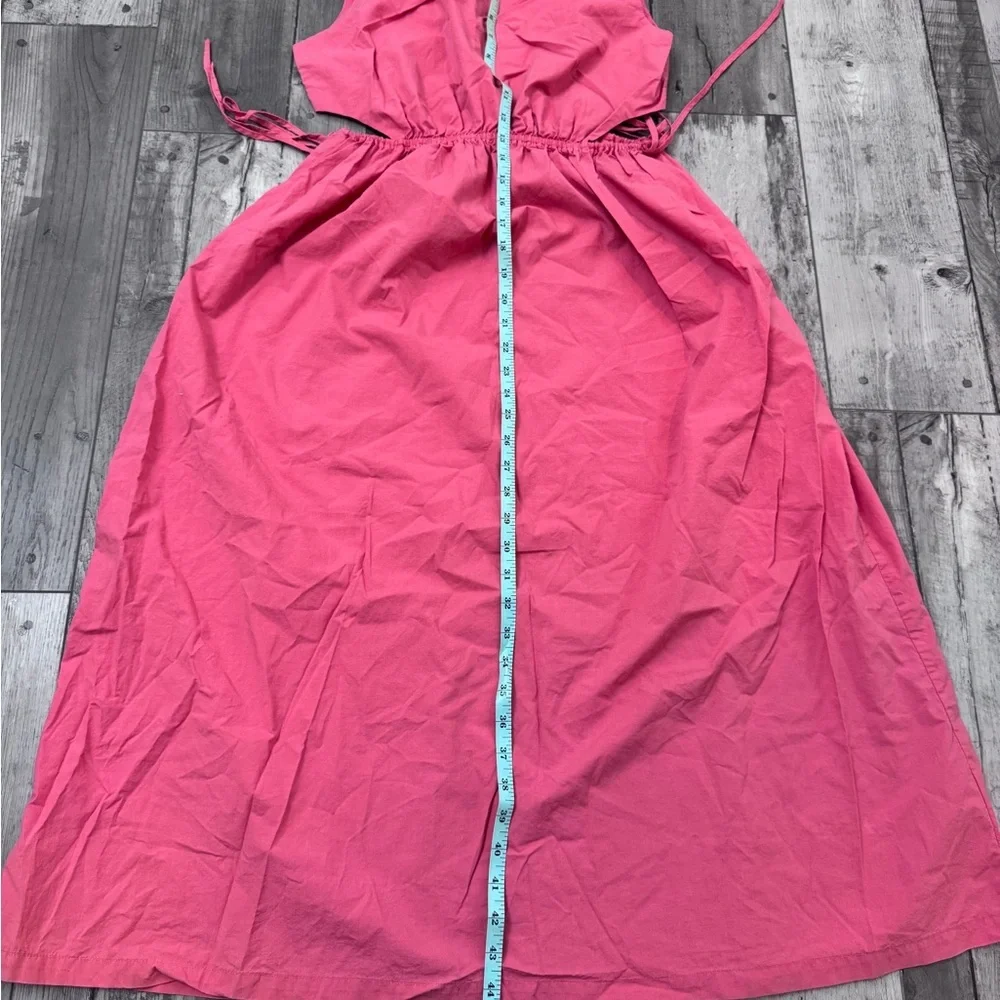 Rails Yvette Cotton Midi Dress Cinched Waist Spiced Coral Side Cutout Medium - Picture 5 of 12